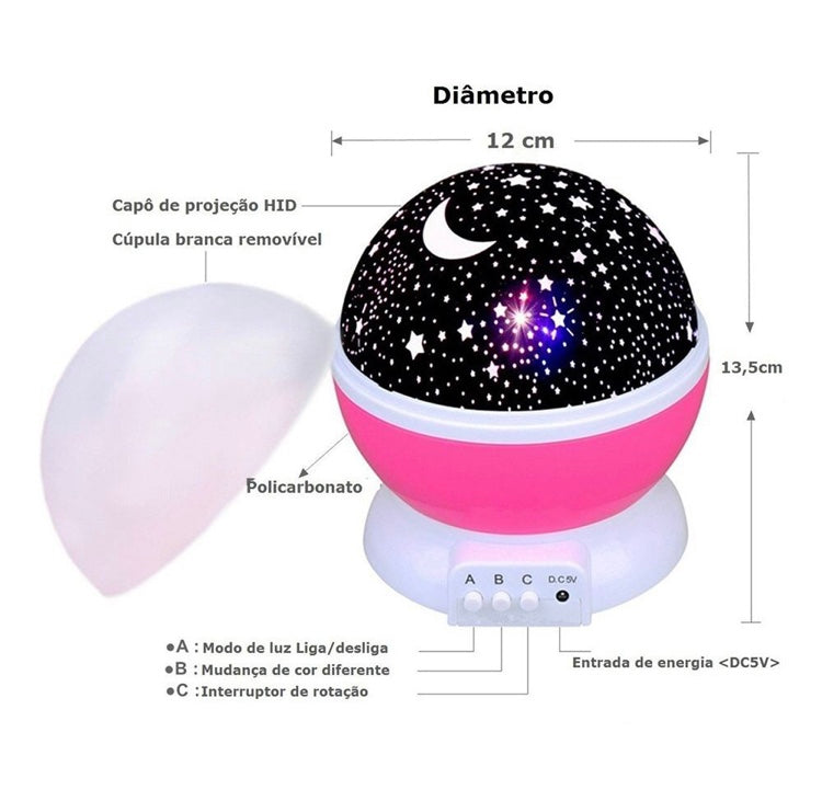 Projetor Luminária Galaxy para Crianças